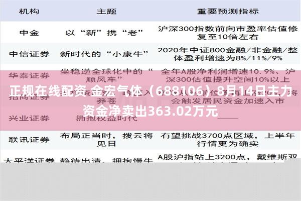 正规在线配资 金宏气体（688106）8月14日主力资金净卖出363.02万元