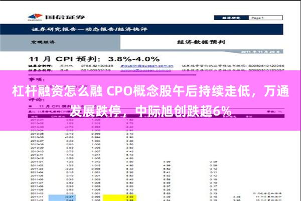 杠杆融资怎么融 CPO概念股午后持续走低，万通发展跌停，中际旭创跌超6%